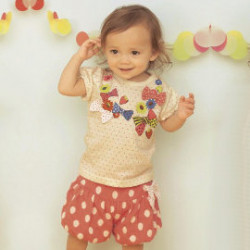 【春夏新款超級設計款短褲卡哇伊棉質舒適套裝】-怎嚜搭都可愛-可愛蝴蝶結點點春夏套裝/短褲+上衣80-100