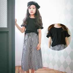 荷葉邊短袖上衣【純棉柔軟簡約風設計款】氣質百搭的女童上衣,休閒正式兩相宜短袖上衣/兒童上衣/春夏上衣☆100-150☆